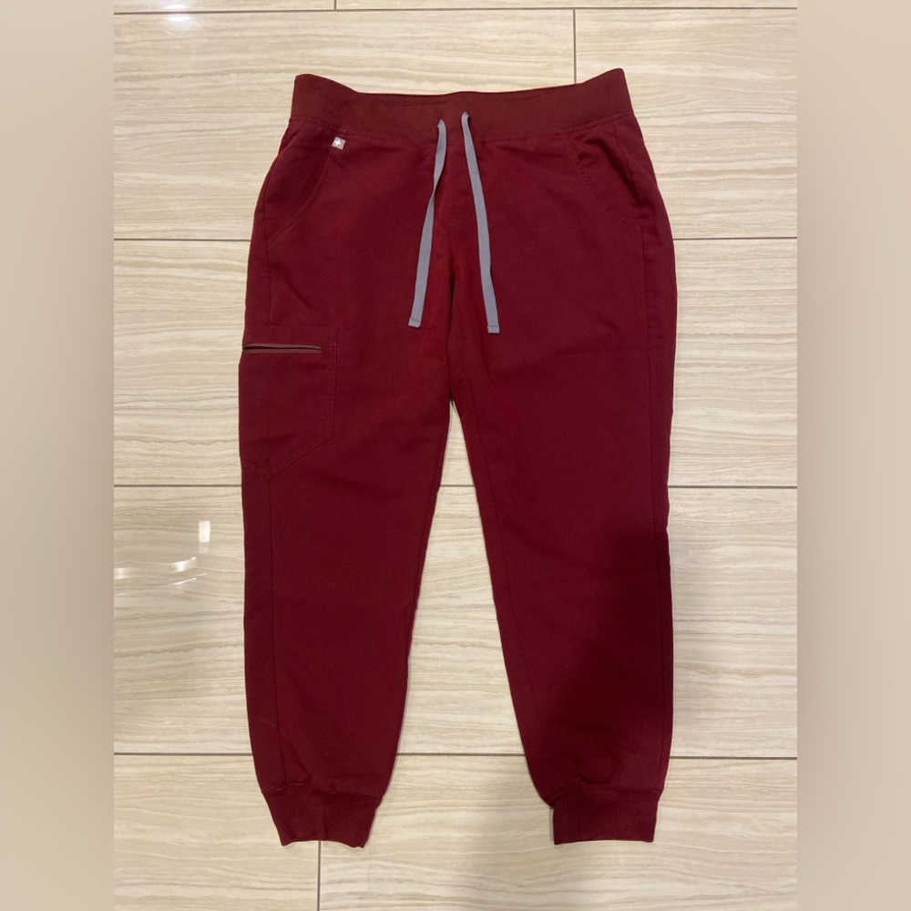 Figs Burgundy High Waisted Zamora Scrub Pants